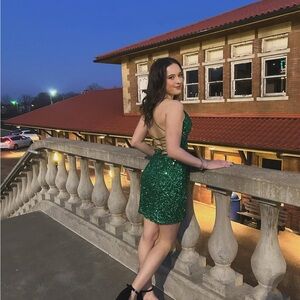 Dazzling Green Backless Dress